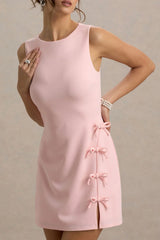 Kalina | Blush Pink Mini Dress With Bow Detail