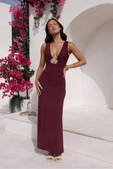 Coastal Caprice Maxi Dress Burgundy