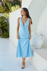 Vacation Time Linen Maxi Dress Blue