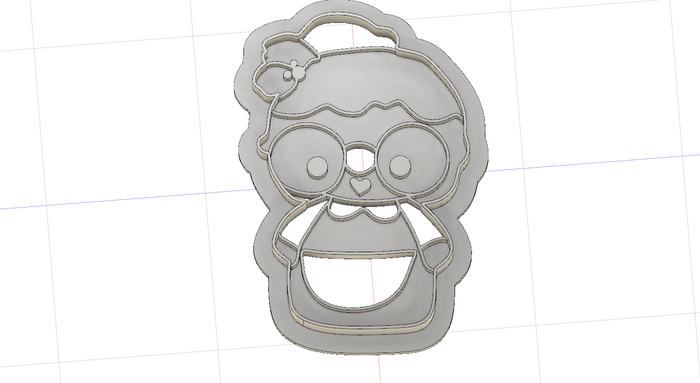3D Printed Vintage Mrs. Clause Upper Body Cookie Cutter