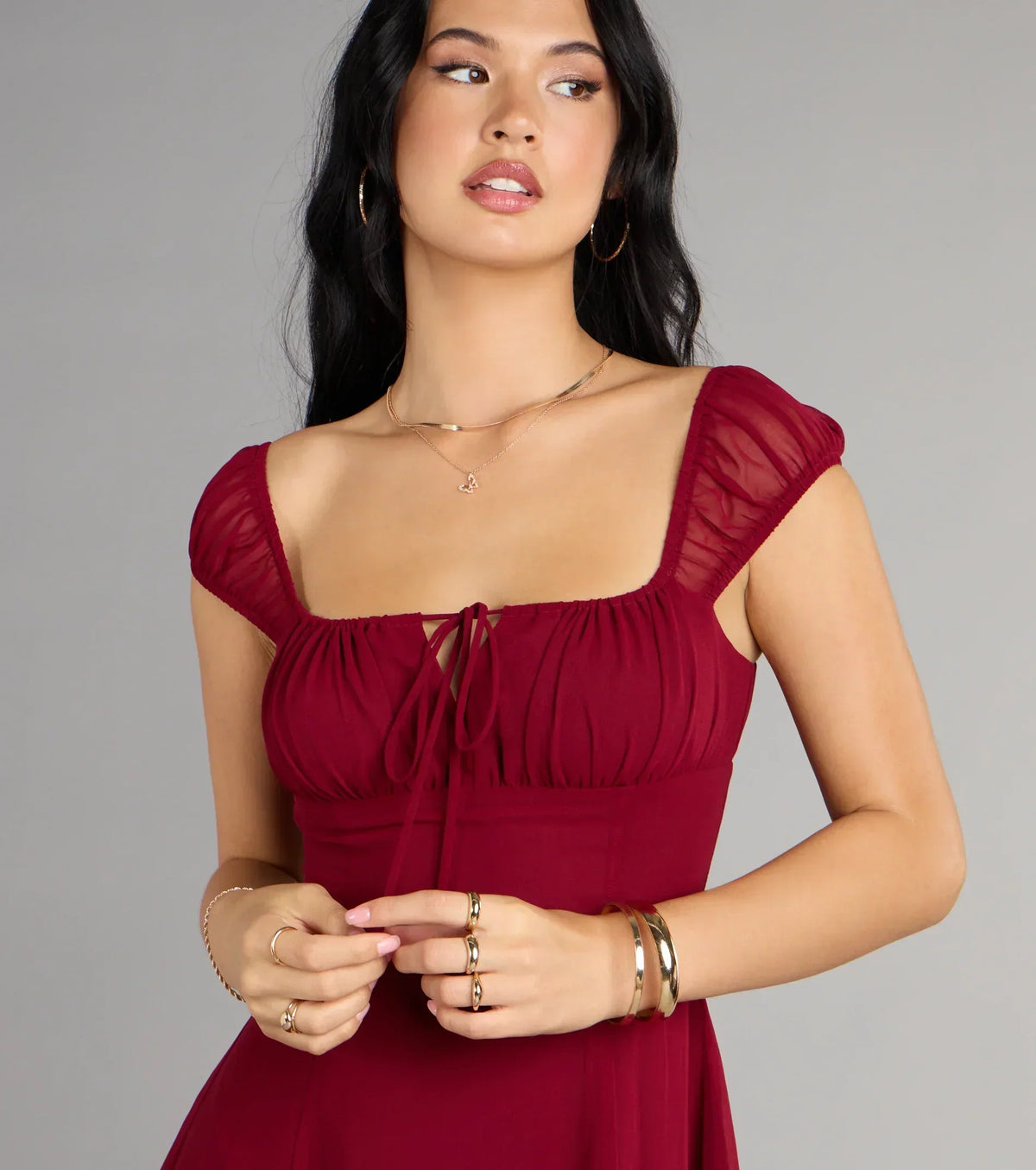 Sweet Yet Sultry Chiffon Mini Dress