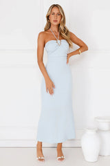 Minimalist Luxe Halter Midi Dress