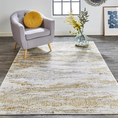 lifestyle The Rug Corner Feizy Aura Modern Abstract - Gold/Gray/Ivory