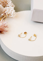 Chain Huggie Stud Gold Earrings