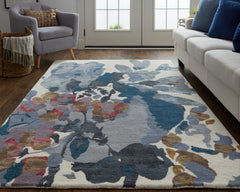 The Rug Corner Feizy Dafney Transitional Floral & Botanical - Blue/Gray/Pink