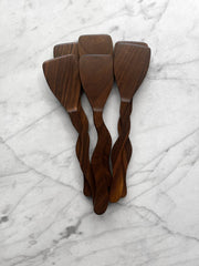 Four Leaf Wood Shop - Flat Line - Squiggly Scraper Spatula - Walnut Wood
