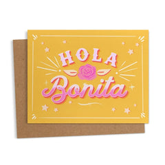 Hola Bonita Rótulo Spanish Greeting Card