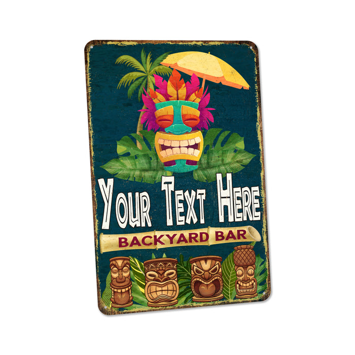 Personalized backyard bar metal sign, custom tiki bar decor for patio and pool