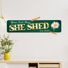 Personalized She Shed Sign Daisy Green