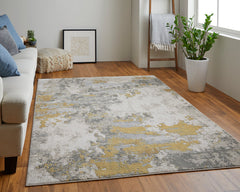 The Rug Corner Feizy Waldor Modern Abstract - Ivory/Gold/Gray