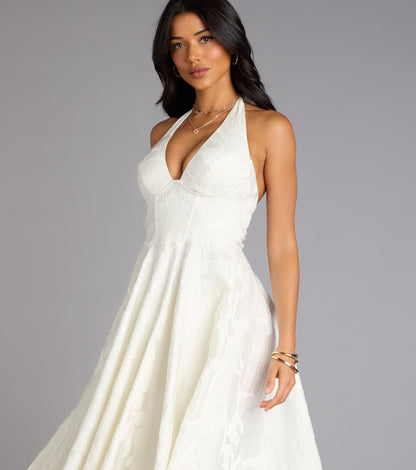 Ellen Lace-Up Halter A-Line Midi Formal Dress
