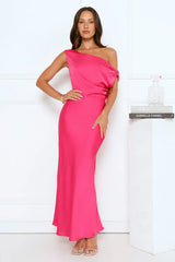 Late Night Luxe Off Shoulder Satin Maxi Dress
