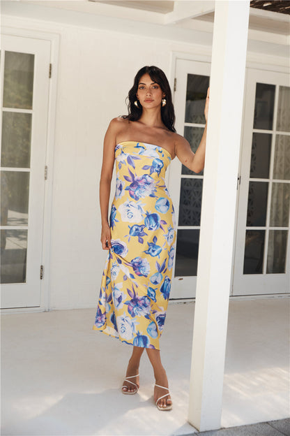 True Royalty Strapless Maxi Dress Yellow
