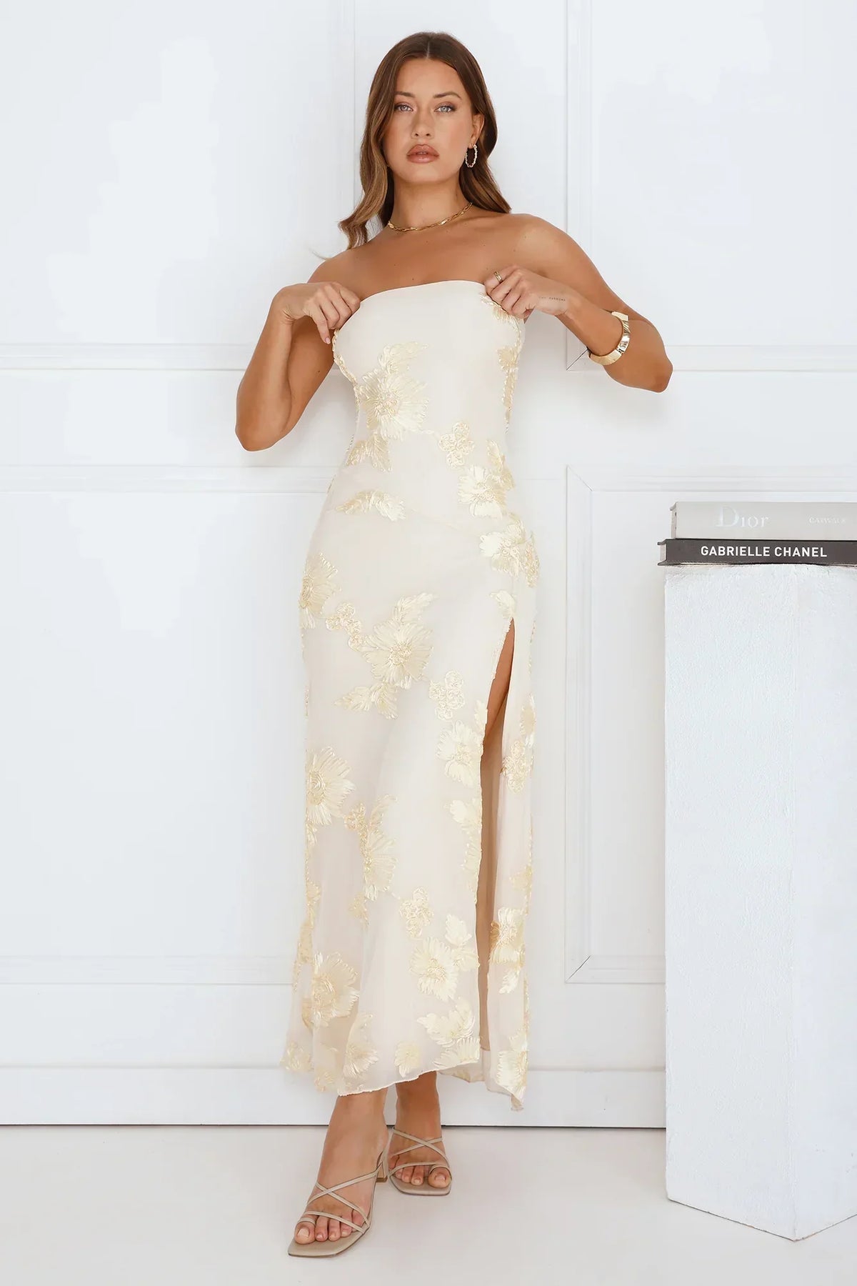 Iconic Influence Strapless Mesh Maxi Dress