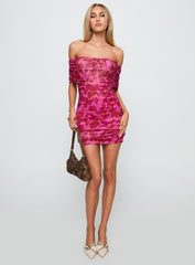 Hotseat Off The Shoulder Mini Dress Pink