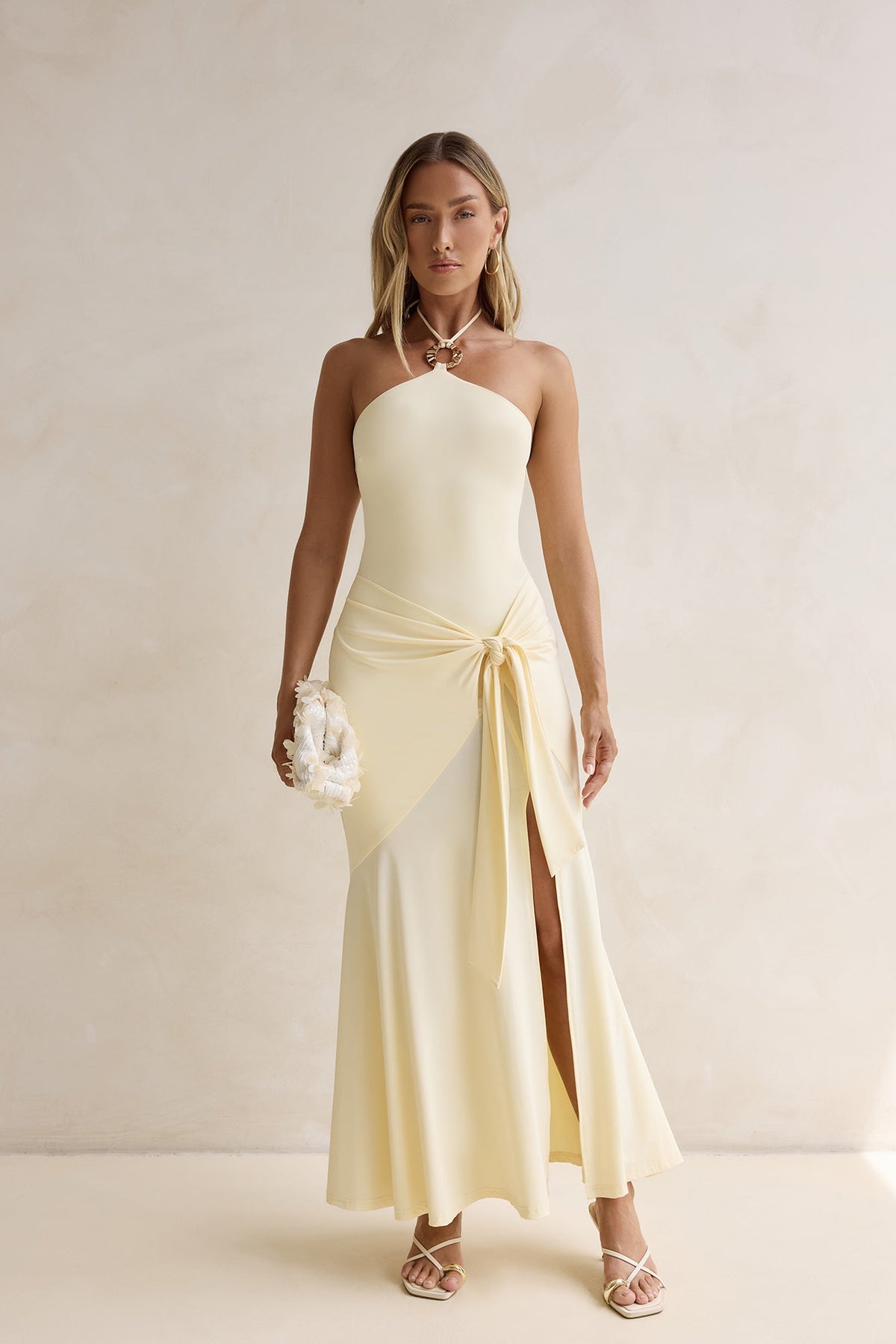 Crystal Sands Halter Maxi Dress Yellow