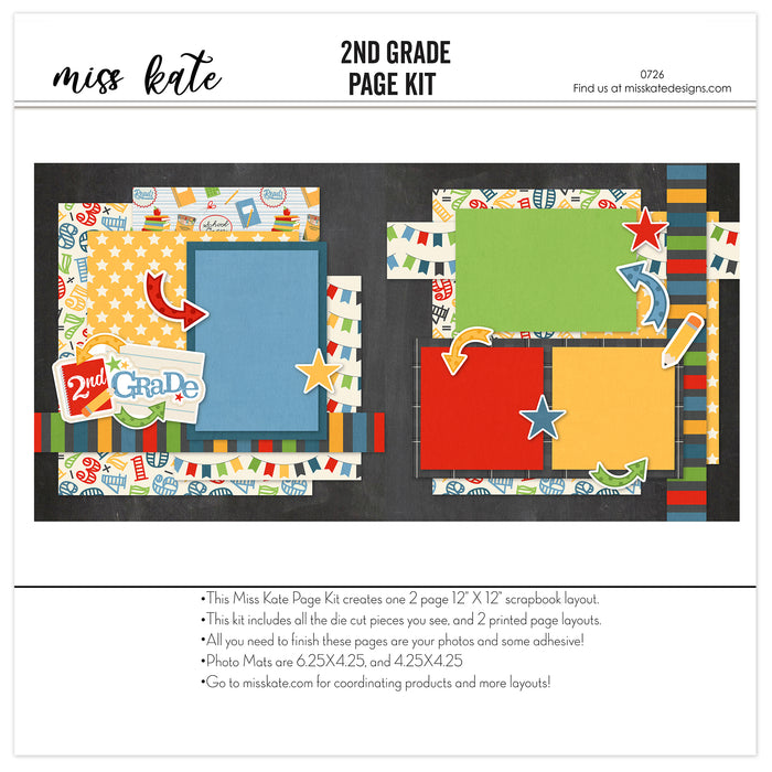 2Nd Grade scrapbook page kit — creative accents for scrapbook storytelling, precut designs for memory journaling, first day school, scrap book kit, 2nd grade, pastel paper embellishments and photo mats, ready-to-glue title banners and photo frames, school album, back to school, scrapbooking ephemera and cardstock cutouts, school memories, layered die cut titles for themed layouts, handmade elements for DIY photo albums, coordinated background patterns and journaling spots
