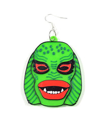 3D Printed Swamp Creature Dangle Earrings