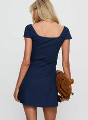 Marisella Button Down Mini Dress Navy
