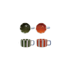 4" Stoneware Mug with Stripes - Assorted