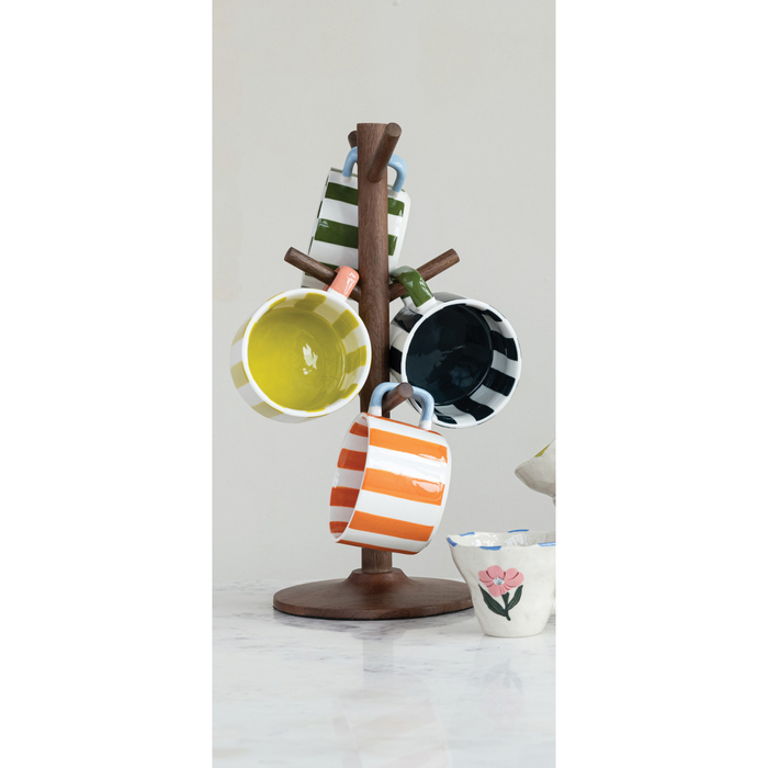 4" Stoneware Mug with Stripes - Assorted