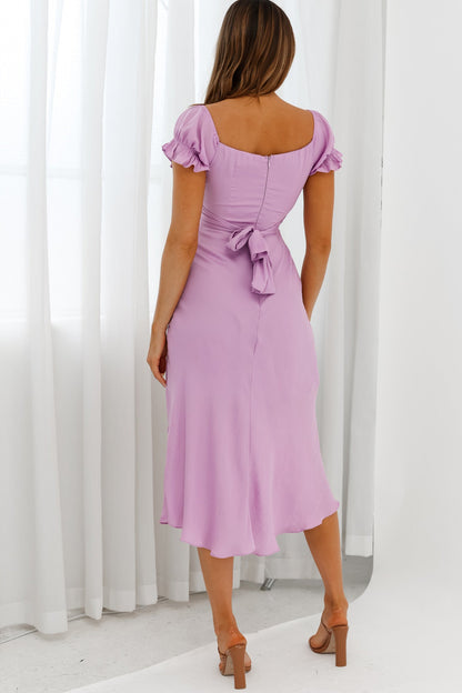Linka Off-Shoulder Tie Back Midi Dress Lilac