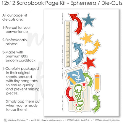 Capture special moments with the 7Th Grade layout — back to school, ready-to-glue title banners and photo frames, scrapbooking ephemera and cardstock cutouts, scrapbook supplies, paper crafting, layered die cut titles for themed layouts, student photos, junior high, school memories, school album, photo mats, creative accents for scrapbook storytelling, premade scrapbook pages, acid-free double-sided scrapbook supplies, teacher gift, handmade elements for DIY photo albums