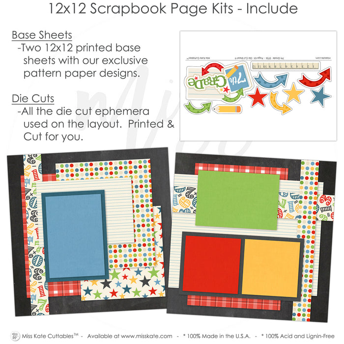 This 7Th Grade kit features — paper crafting, layered die cut titles for themed layouts, handmade elements for DIY photo albums, teacher gift, scrapbooking ephemera and cardstock cutouts, back to school, school layout, precut designs for memory journaling, junior high, acid-free double-sided scrapbook supplies, seasonal scrapbook page kits and die cuts, school paper, school album, premade scrapbook pages, creative accents for scrapbook storytelling