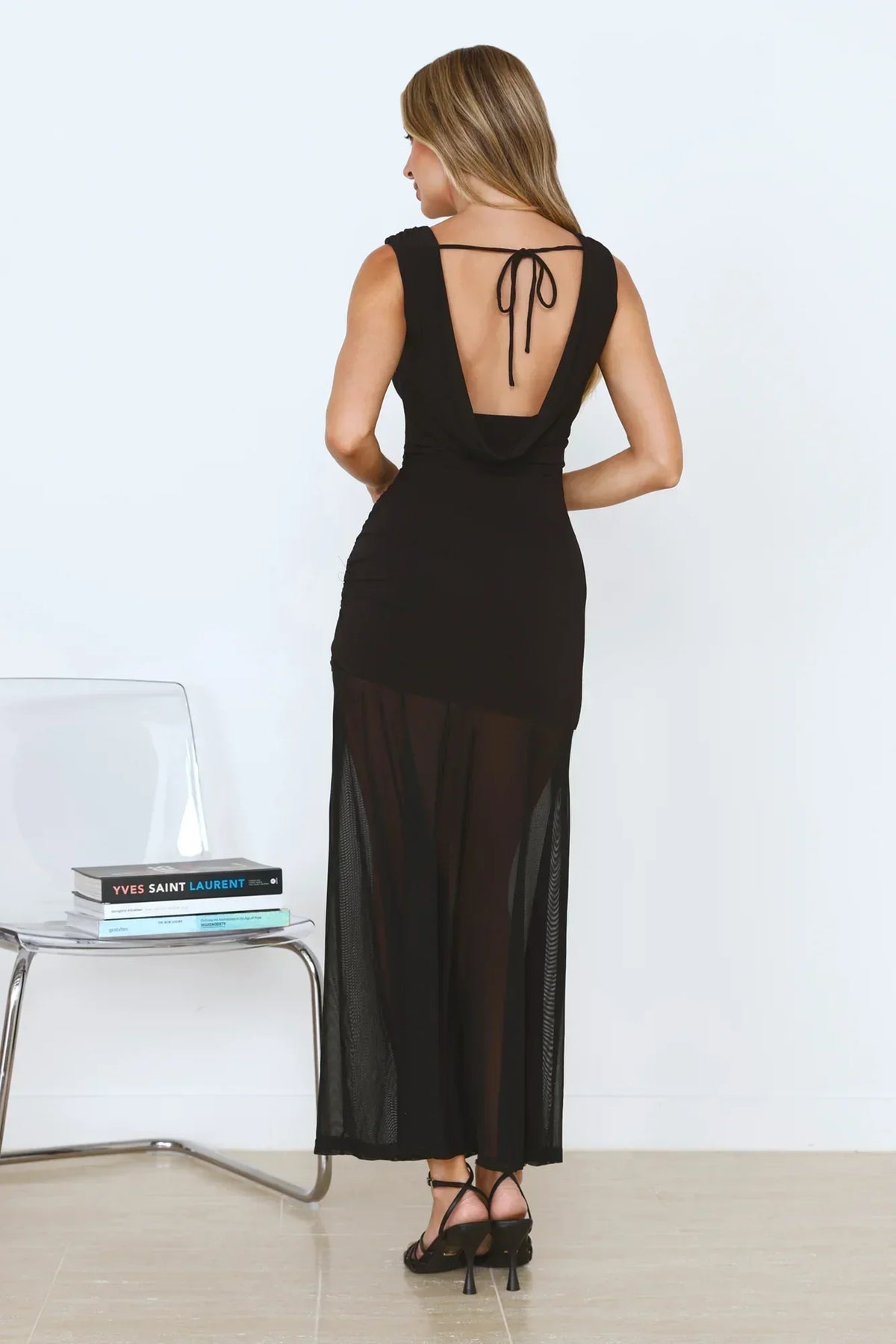 Honey Drizzle Mesh Maxi Dress