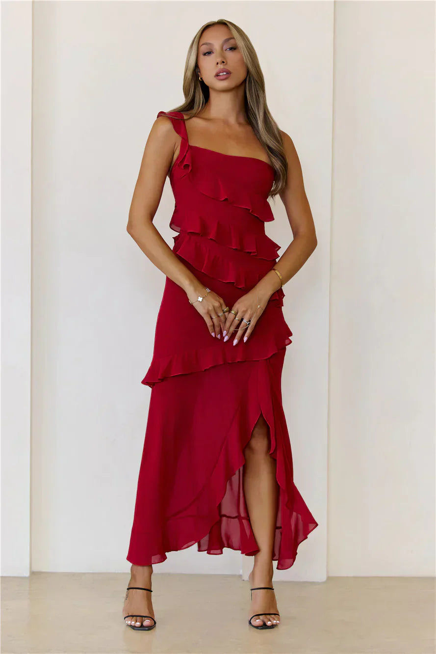 Out Late Look Great One Shoulder Maxi Dress
