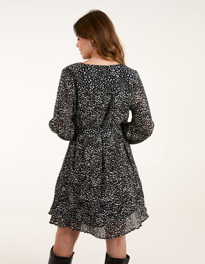 Pleated Mini Dress With Belt