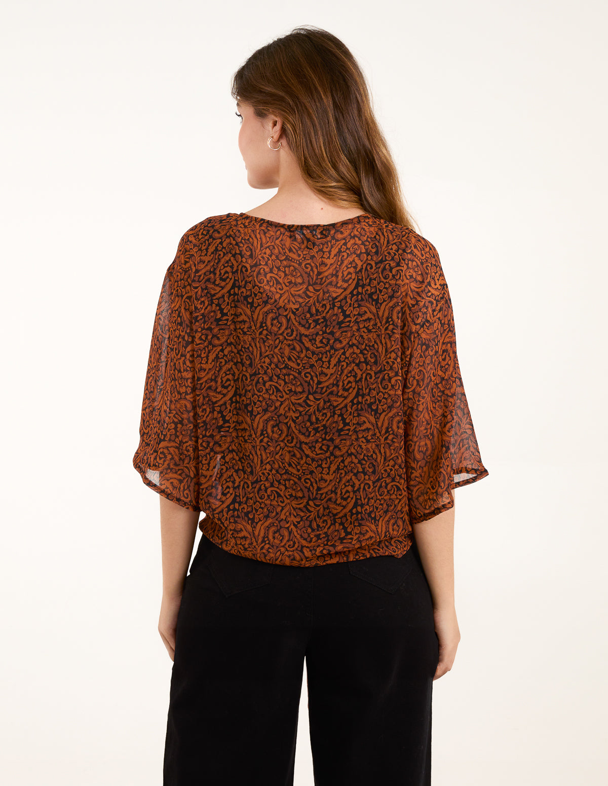 Tie Front V Neck Blouse