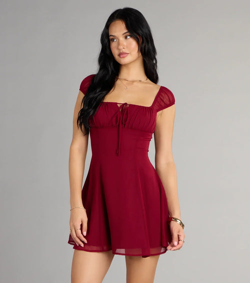 Sweet Yet Sultry Chiffon Mini Dress