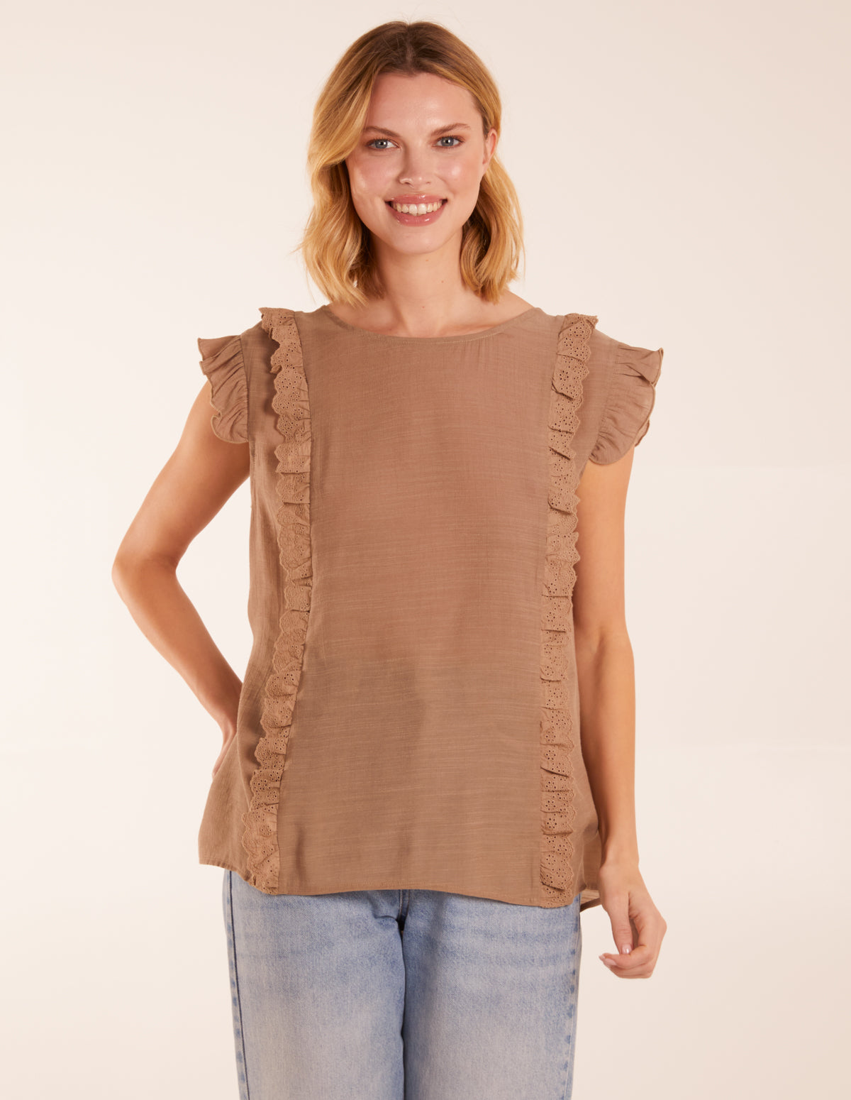 Button Back Frill Top
