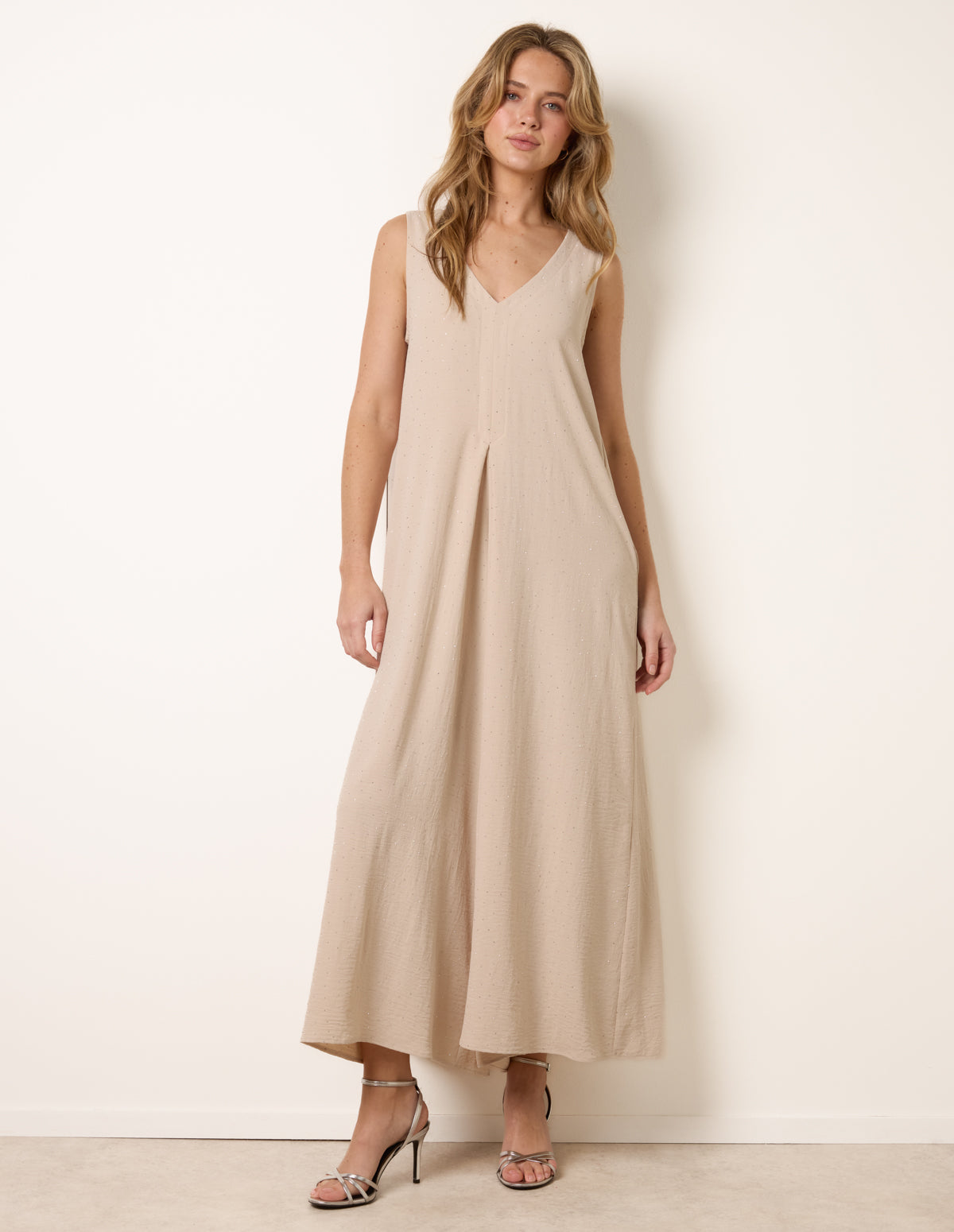 Pleat Front Diamante Jumpsuit