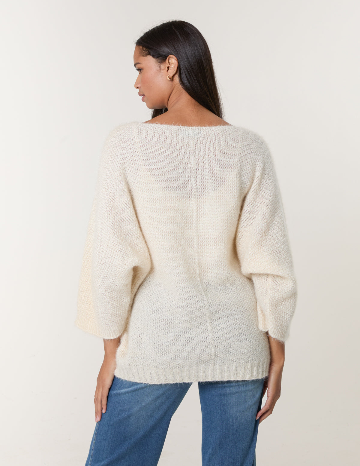 Fluffy Textured V Neck Jumper