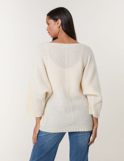 Fluffy Textured V Neck Jumper