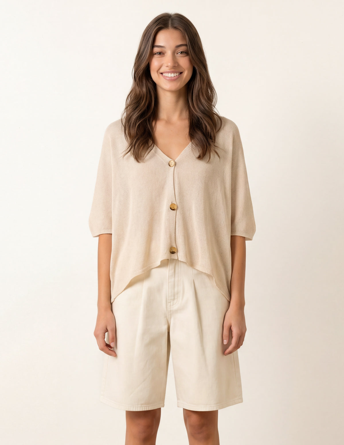 Thin Knit Button Front Boxy Cardigan