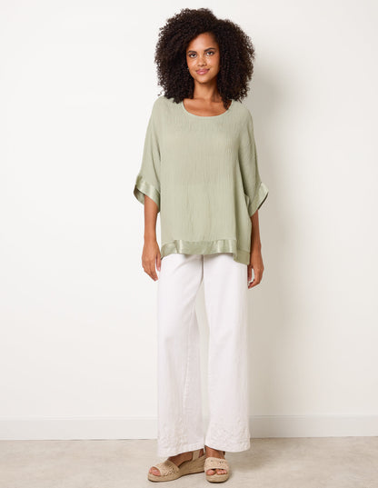 Viscose Crinkle Top With Satin Finish