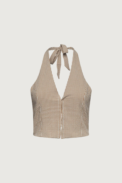 GINGHAM HALTER TOP