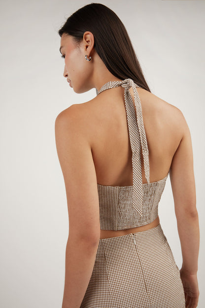 GINGHAM HALTER TOP
