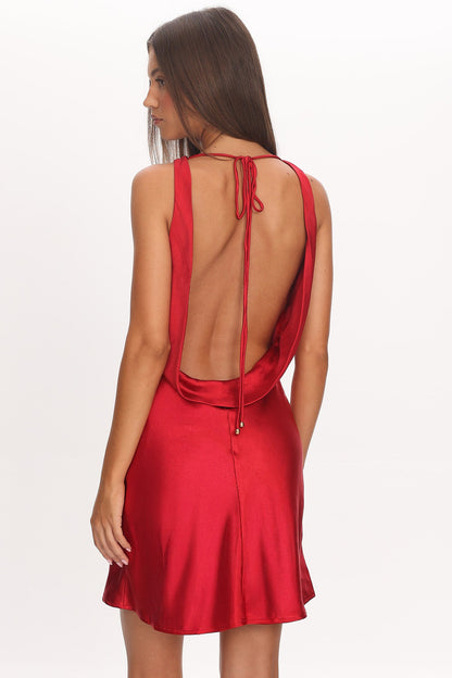 Cassiopeia Open Back Mini Dress Cherrry