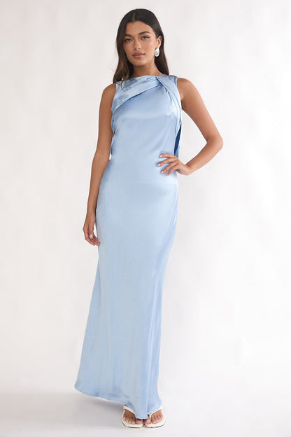 Levinia Draped Back Maxi Dress Blue