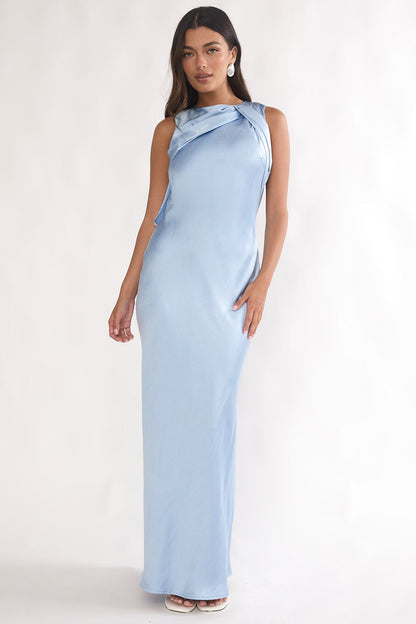 Levinia Draped Back Maxi Dress Blue