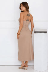 Minimalist Luxe Halter Midi Dress