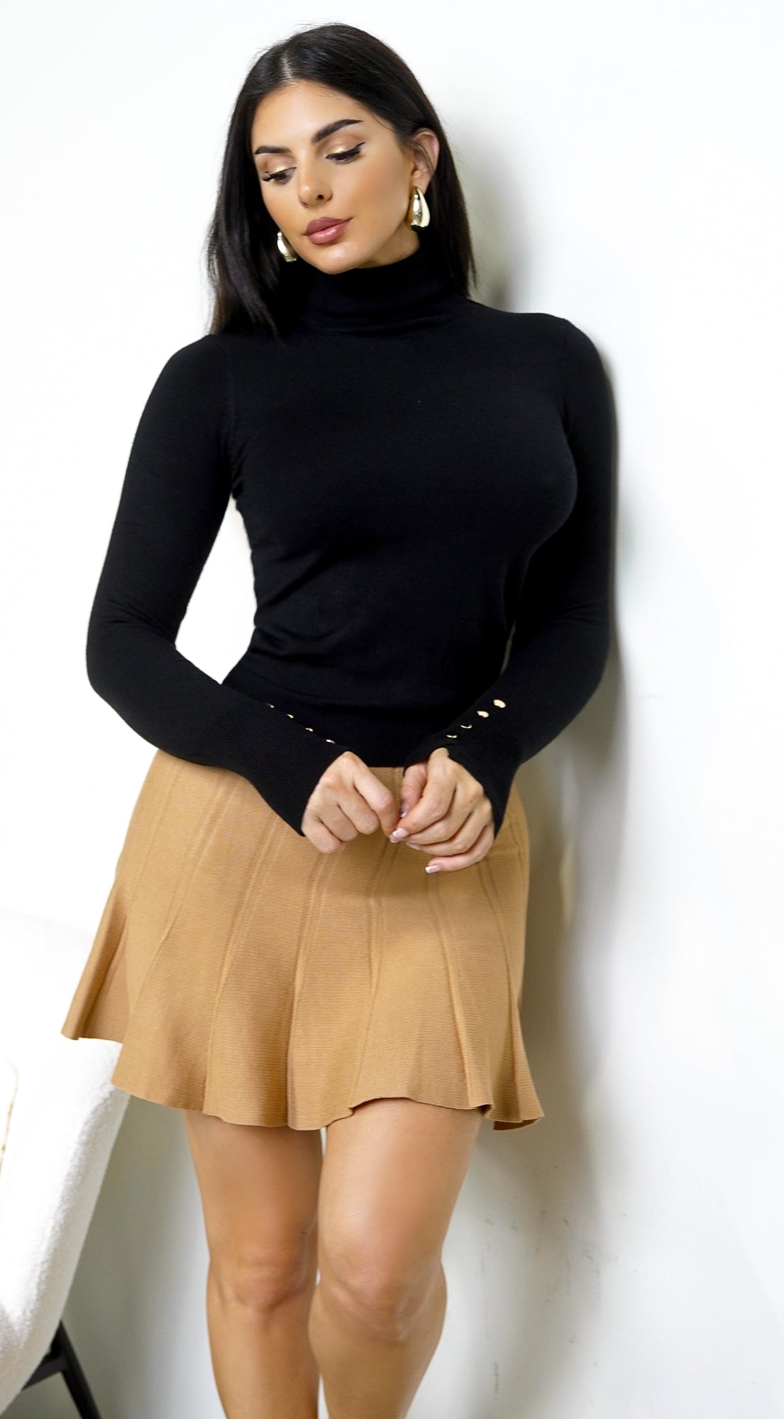 Solana Pleated Mini Skirt - Beige
