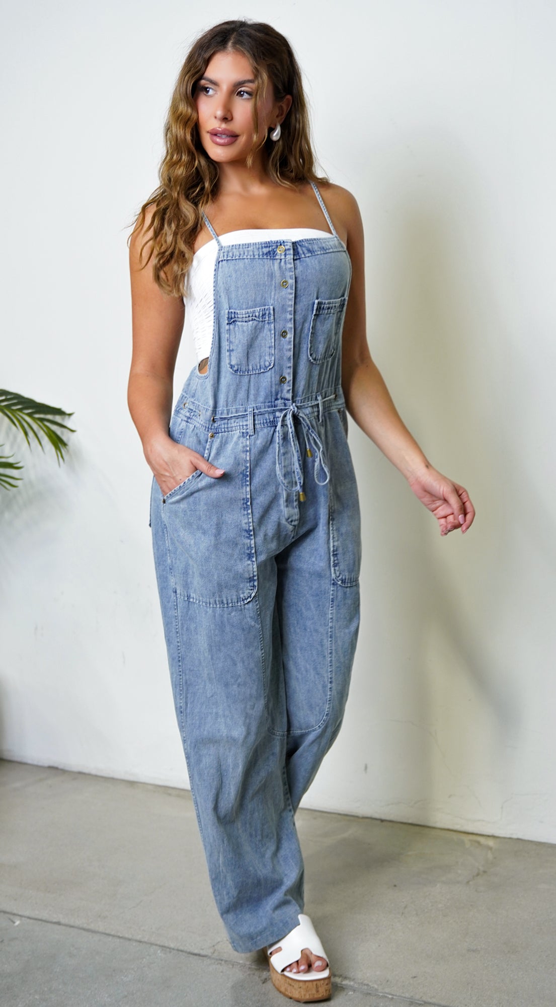 Off Duty Utility Denim Jumpsuit - Blue