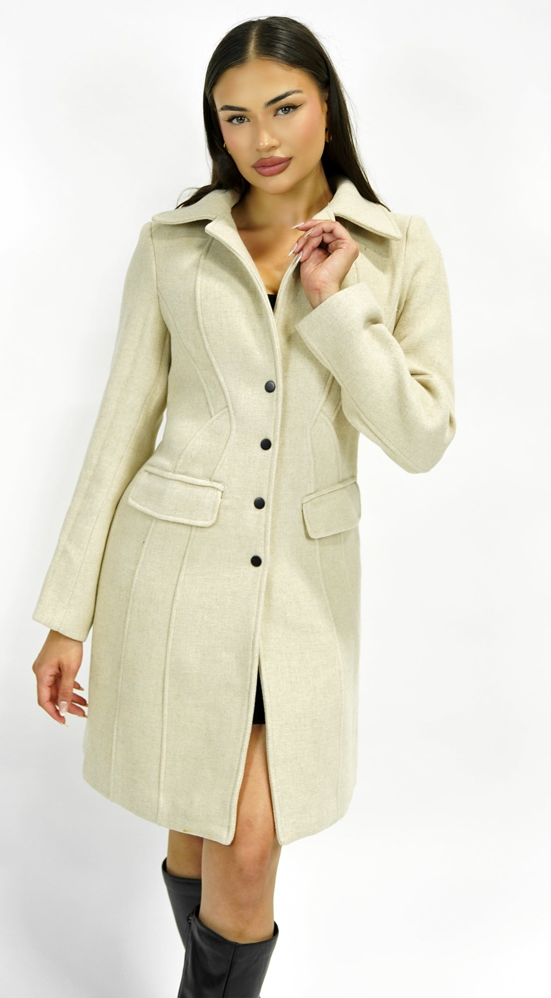 Align Tailored Front Button Peacoat - Cream