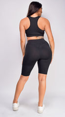 Define Black 2 Piece Textured Crop Top & Shorts Set
