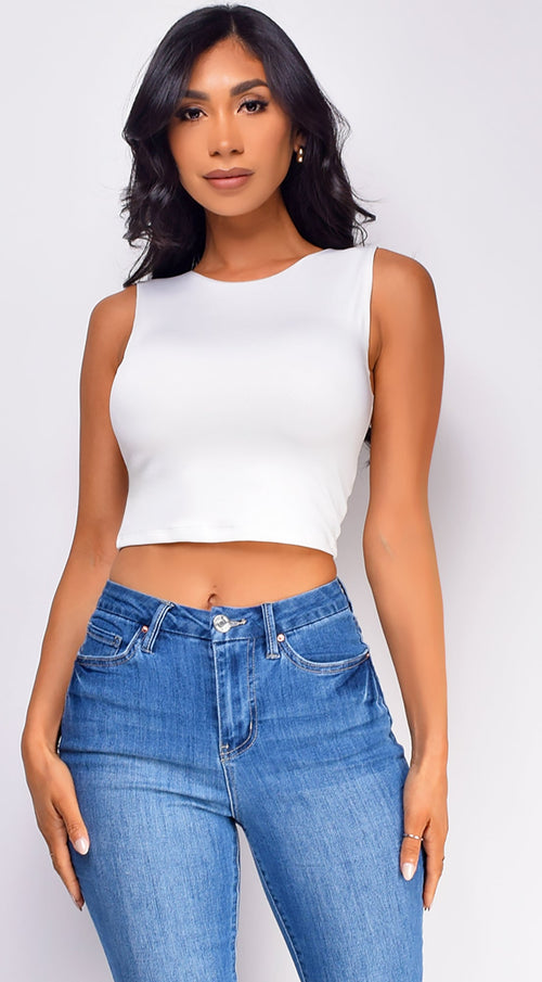 Lylah White Crop Tank Top